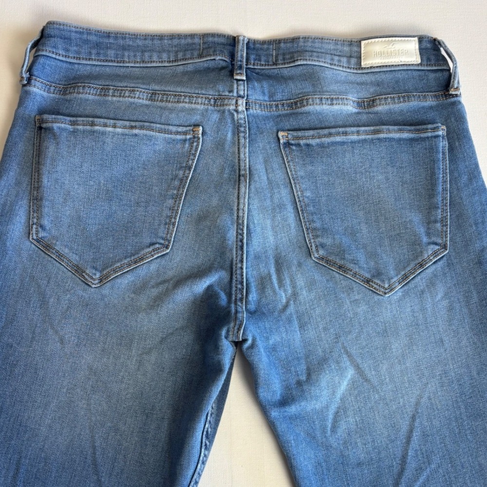 Hollister High-Rise Flare Jeans Patchwork Raw Hem Vintage Soft Stretch 15R 32x31 - Picture 4 of 13